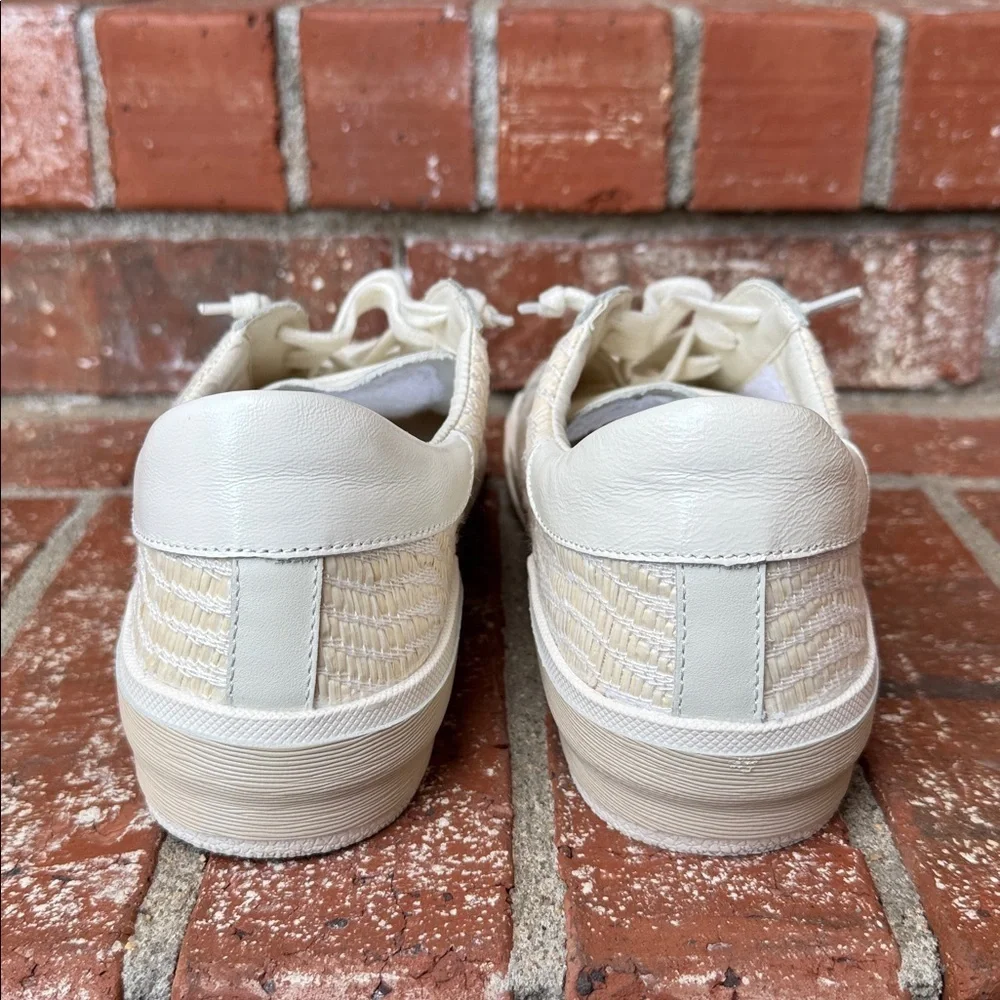DOLCE VITA Zina Bone Raffia Cream Low Top Sneakers Women's Size 9.5